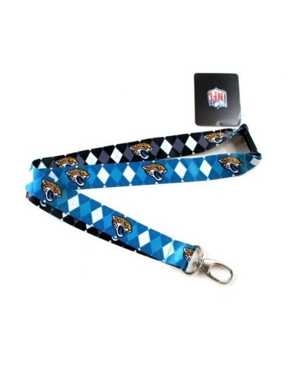 Jacksonville Jaguars Lanyard Keychain Argyle Reversible 2-Tone With Clip NFL New